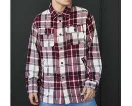 Фото - Мужская куртка-рубашка в клетку Staff vo squares bordo & white - Men box