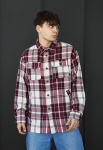 Фото - Мужская куртка-рубашка в клетку Staff vo squares bordo & white - Men box