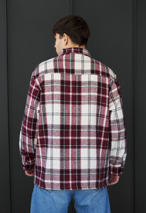 Фото - Мужская куртка-рубашка в клетку Staff vo squares bordo & white - Men box