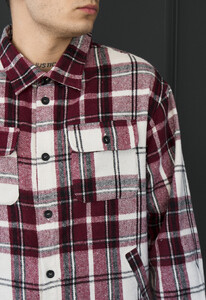 Фото - Мужская куртка-рубашка в клетку Staff vo squares bordo & white - Men box