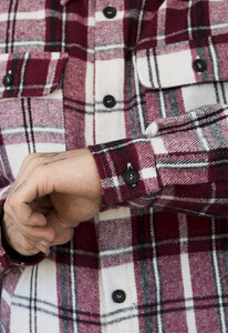 Фото - Мужская куртка-рубашка в клетку Staff vo squares bordo & white - Men box