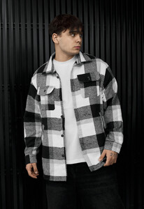 Фото - Мужская куртка-рубашка в клетку Staff vo squares white & gray - Men box