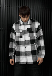 Фото - Мужская куртка-рубашка в клетку Staff vo squares white & gray - Men box