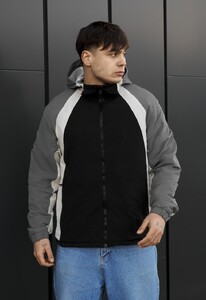 Фото - Чоловіча демисезонна куртка вітровка з капюшоном Staff tek black & gray - Men box