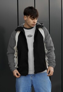 Фото - Чоловіча демисезонна куртка вітровка з капюшоном Staff tek black & gray - Men box