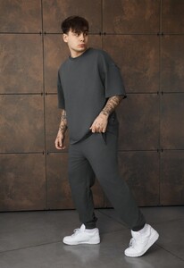 Фото - Повсякденний оверсайз костюм Staff qix dark gray oversize premium - Men box