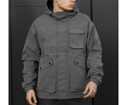 Фото - Мужская стильная демисезонная ветровка Staff x Husll camo gray logo reflective - Men box