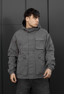 Фото - Мужская стильная демисезонная ветровка Staff x Husll camo gray logo reflective - Men box