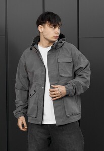 Фото - Мужская стильная демисезонная ветровка Staff x Husll camo gray logo reflective - Men box