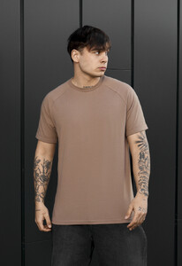 Фото - Мужская футболка с подкатами на рукавах Staff brown - Men box