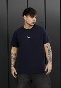 Фото - Мужская футболка с подкатами на рукавах Staff navy logo - Men box