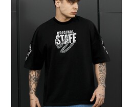 Фото - Чоловіча якісна чорна футболка Staff original oversize - Men box