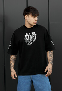 Фото - Мужская качественная черная футболка Staff original oversize - Men box