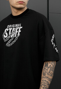 Фото - Мужская качественная черная футболка Staff original oversize - Men box