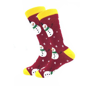 Фото - Шкарпетки високі від Friendly Socks бордового кольору "Сніговик" - Men box