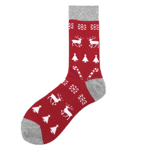 Фото - Носки Friendly Socks красные с белым новогодним принтом - Men box