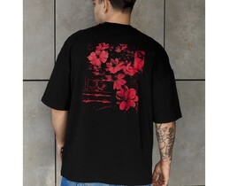 Фото - Чоловіча якісна футболка Staff red flowers oversize - Men box