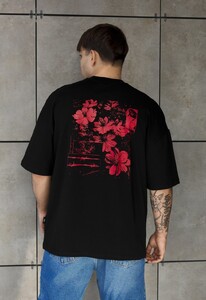 Фото - Чоловіча якісна футболка Staff red flowers oversize - Men box
