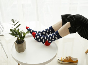 Фото - Носки высокие Friendly Socks темно-синие в белый горох - Men box