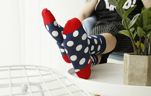Фото - Носки высокие Friendly Socks темно-синие в белый горох - Men box