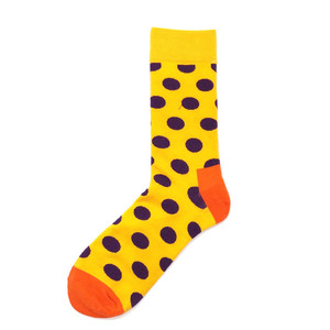 Фото - Шкарпетки високі Friendly Socks жовті у фіолетовий горошок - Men box