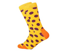Фото - Носки высокие Friendly Socks желтые в фиолетовый горошек - Men box