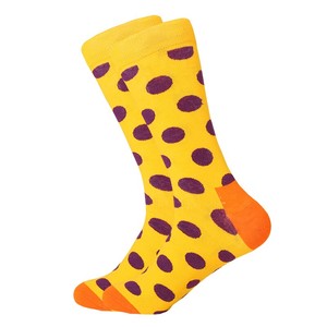 Фото - Шкарпетки високі Friendly Socks жовті у фіолетовий горошок - Men box