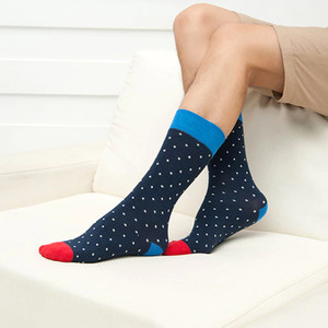 Фото - Носки высокие Friendly Socks темно-синие с красными пятками - Men box