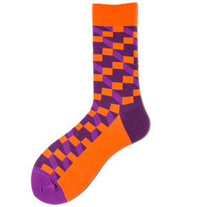 Фото - Носки Friendly Socks "Геометрия" Цвет: оранжевый с фиолетовым - Men box
