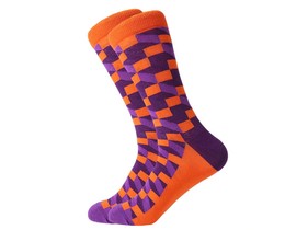 Фото - Носки Friendly Socks "Геометрия" Цвет: оранжевый с фиолетовым - Men box