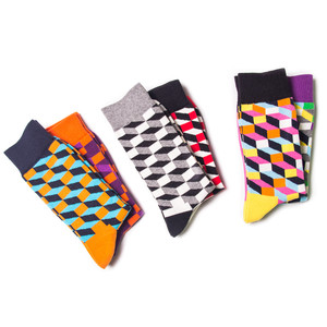 Фото - Носки Friendly Socks "Геометрия" Цвет: оранжевый с фиолетовым - Men box