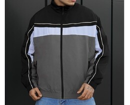 Фото - Мужская куртка ветровка Staff fn black & gray oversize reflective - Men box