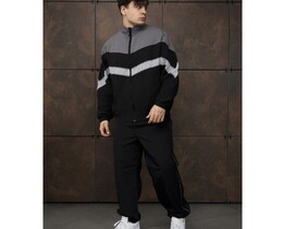 Фото - Мужской спортивный костюм в стиле color-block Staff rik black & gray oversize - Men box