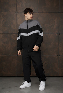 Фото - Мужской спортивный костюм в стиле color-block Staff rik black & gray oversize - Men box