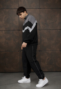 Фото - Мужской спортивный костюм в стиле color-block Staff rik black & gray oversize - Men box