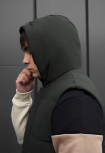 Фото - Мужская утепленная жилетка с капюшоном Staff moko dark green - Men box
