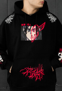 Фото - Мужское черное худи с капюшоном и аниме-принтом Staff hero oversize - Men box