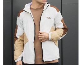 Фото - Мужская демисезонная куртка ветровка Staff nix white & beige logo - Men box