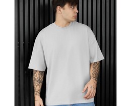 Фото - Чоловіча якісна футболка Staff light gray oversize - Men box