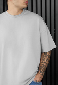 Фото - Мужская качественная футболка Staff light gray oversize - Men box