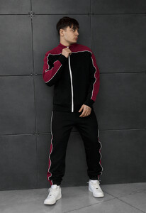 Фото - Чоловічий спортивний костюм з бавовни Staff ark black & bordo reflective - Men box