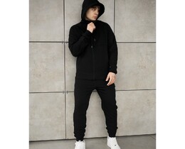 Фото - Чоловічий спортивний костюм з якісної бавовни Staff sh zip black - Men box