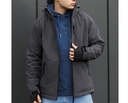 Фото - Мембранная демисезонная мужская куртка Staff bu soft shell kyro gray - Men box