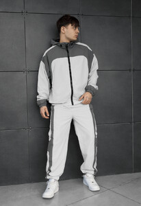 Фото - Мужской спортивный костюм с капюшоном Staff jan dark & light gray oversize - Men box