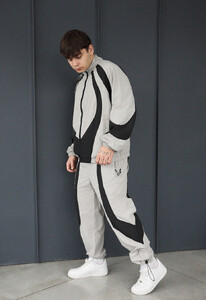 Фото - Чоловічий легкий спортивний костюм Staff dia zip black & light gray oversize - Men box