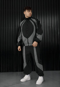 Фото - Чоловічий легкий спортивний костюм Staff dia zip black & dark gray oversize - Men box