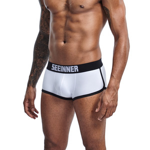 Фото - Боксеры мужские Seeinner белого цвета с черной окантовкой - Men box