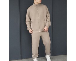 Фото - Чоловічий спортивний костюм з бавовни Staff pa zip light brown oversize - Men box
