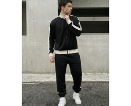 Фото - Мужской спортивный костюм из мягкой ткани Staff smi black & milk - Men box