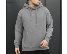 Фото - Мужское худи с капюшоном Staff logo gray - Men box